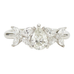 Pt900 プラチナ ダイヤモンド ダイヤ0.628ct ダイヤ0.43ct バタフライモチーフ 蝶 リング 指輪 レディース 10号 【中古】