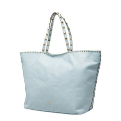 ヴァレンチノ スタッズ トートバッグ ショルダーバッグ ライトブルー レザー レディース Valentino 【中古】