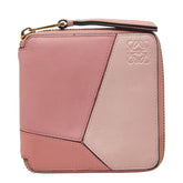 ロエベ アナグラム パズル ラウンドファスナー 二つ折り財布 061706 ピンク系 レザー レディース LOEWE 【中古】