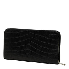 サンローラン ロゴ 型押し ロングウォレット 長財布 ブラック レザー レディース SAINT LAURENT 【中古】