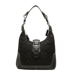 コーチ シグネチャー タッセル ワンショルダーバッグ 6824 ブラック キャンバス レザー レディース COACH 中古