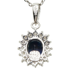 サファイア ダイヤモンド Pt900 プラチナ/Pt850 プラチナ サファイア1.14ct ダイヤ0.16ct フラワーモチーフ ペンダント ネックレス レディース 中古