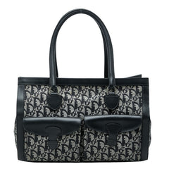 ディオール トロッター トートバッグ ハンドバッグ ブラック グレー キャンバス レザー レディース Dior 【中古】