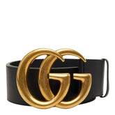 グッチ GGマーモント GGロゴ ワイドベルト 100/40 453265 214351 ブラック ゴールド レザー メンズ GUCCI 【中古】