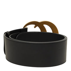 グッチ GGマーモント GGロゴ ワイドベルト 100/40 453265 214351 ブラック ゴールド レザー メンズ GUCCI 【中古】