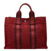 エルメス フールトゥ PM ハンドバッグ トートバッグ レッド コットン レディース HERMES 【中古】