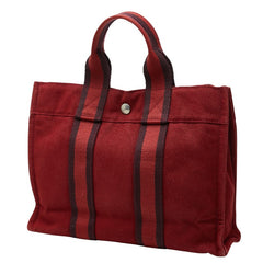 エルメス フールトゥ PM ハンドバッグ トートバッグ レッド コットン レディース HERMES 【中古】