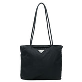 プラダ 三角ロゴプレート トートバッグ ショルダーバッグ ブラック ナイロン レディース PRADA 【中古】