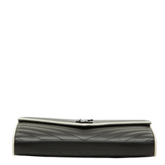 サンローラン カサンドラ エンベロープ チェーン ショルダーバッグ 377828 ブラック ホワイト レザー レディース SAINT LAURENT 【中古】