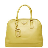 プラダ サフィアーノ プロムナード ハンドバッグ 手提げ イエロー レザー レディース PRADA 中古
