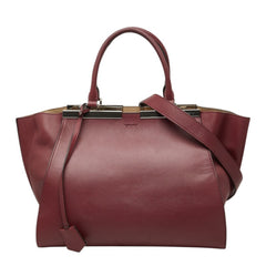 フェンディ トロワジュール ハンドバッグ ショルダーバッグ 2WAY 8BH279-Z6N ワインレッド系 レザー レディース FENDI 中古