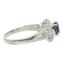 サファイア ダイヤモンド Pt900 プラチナ サファイア1.16ct ダイヤ0.18ct フラワーモチーフ リング 指輪 レディース 11号 【中古】