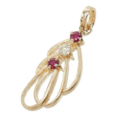 ルビー ダイヤモンド K18YG イエローゴールド ルビー0.10ct ダイヤ0.05ct ペンダントトップ ネックレス レディース 【中古】