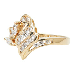ダイヤモンド K18YG イエローゴールド ダイヤ0.50ct 田中貴金属 GINZA TANAKA ファッションリング リーフモチーフ リング 指輪 レディース 12号 中古