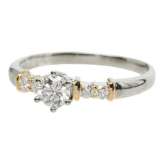 セイコー ダイヤモンド Pt900 プラチナ K18YG イエローゴールド ダイヤ0.25ct ダイヤ0.10ct エンゲージリング リング 指輪 レディース SEIKO 10号 中古