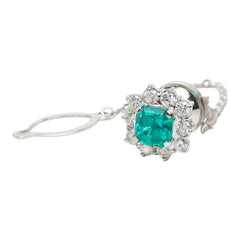 エメラルド ダイヤモンド Pt900 プラチナ エメラルド1.60ct ダイヤ0.77ct フラワーモチーフ タイピン メンズ 【中古】
