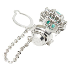 エメラルド ダイヤモンド Pt900 プラチナ エメラルド1.60ct ダイヤ0.77ct フラワーモチーフ タイピン メンズ 【中古】