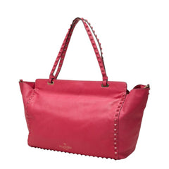 ヴァレンチノ ロックスタッズ トートバッグ ショルダーバッグ ピンク レザー レディース Valentino 中古