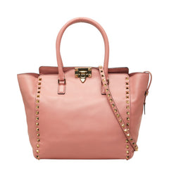 ヴァレンチノ ロックスタッズ ハンドバッグ ショルダーバッグ 2WAY ピンク レザー レディース Valentino 中古