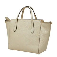 グッチ スウィング ミニ ハンドバッグ ショルダーバッグ 2WAY 368827 アイボリー レザー レディース GUCCI 中古