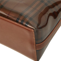 バーバリー ノバチェック ビニールトートバッグ ブラウン PVC レザー レディース BURBERRY 中古