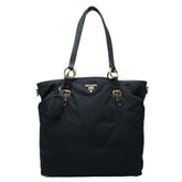 プラダ ロゴ トートバッグ ブラック ナイロン レザー レディース PRADA 中古