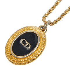 ディオール CDロゴ チェーン ネックレス ゴールド ブラック メッキ レディース Dior 【中古】