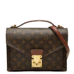 ルイ ヴィトン モノグラム モンソー ハンドバッグ ショルダーバッグ 2WAY M51185 ブラウン PVC レザー レディース LOUIS VUITTON 中古