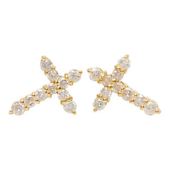 K18YG イエローゴールド ダイヤモンド ダイヤ1.00ct クロスモチーフ ピアス レディース 【中古】