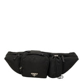 プラダ 三角ロゴプレート ボディバッグ ウエストバッグ ブラック ナイロン レディース PRADA 【中古】