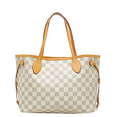 ルイ ヴィトン ダミエ アズール ネヴァーフルPM トートバッグ ハンドバッグ N51110 ホワイト PVC レザー レディース LOUIS VUITTON 中古