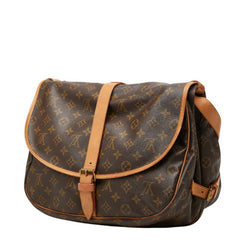 ルイ ヴィトン モノグラム ソミュール35 斜め掛け ショルダーバッグ M42254 ブラウン PVC レザー レディース LOUIS VUITTON 中古