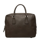プラダ 三角ロゴプレート ビジネスバッグ ブリーフケース ブラウン サフィアーノレザー メンズ PRADA 【中古】