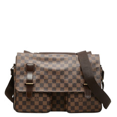 ルイ ヴィトン ダミエ ブロードウェイ 斜め掛け ショルダーバッグ N42270 ブラウン PVC レザー メンズ LOUIS VUITTON 中古