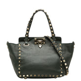 ヴァレンチノ ガラヴァーニ ロックスタッズ ハンドバッグ ショルダーバッグ 2WAY グリーン レザー レディース Valentino 【中古】