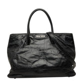 ミュウミュウ VITELLO ヴィッテロ ショルダーバッグ ハンドバッグ 2way ブラック レザー レディース MIUMIU 中古