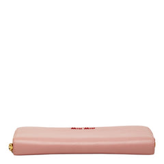 ミュウミュウ ラウンドファスナー 長財布 5ML506 ピンク マドラスレザー レディース MIUMIU 中古