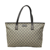 グッチ GGスプリーム トートバッグ ハンドバッグ 211137 グレー PVC レザー メンズ GUCCI 中古