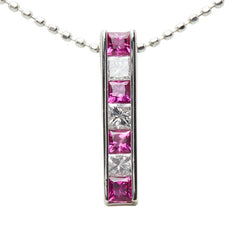 ルビー ダイヤモンド Pt900 プラチナ/K18WG ホワイトゴールド ルビー0.26ct ダイヤ0.18ct ペンダント ネックレス レディース 中古