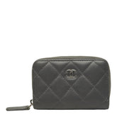 シャネル マトラッセ ココマーク コインケース 小銭入れ グレー ラムスキン レディース CHANEL 中古
