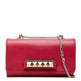 ヴァレンチノ ロックスタッズ 斜め掛け チェーン ショルダーバッグ ピンク レザー レディース Valentino 中古