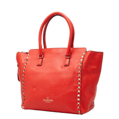 ヴァレンチノ ロックスタッズ ハンドバッグ ショルダーバッグ 2WAY レッド系 レザー レディース Valentino 中古