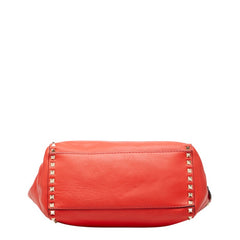 ヴァレンチノ ロックスタッズ ハンドバッグ ショルダーバッグ 2WAY レッド系 レザー レディース Valentino 中古