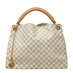 ルイ ヴィトン ダミエ アズール アーツィーMM トートバッグ N41174 ホワイト PVC レザー レディース LOUIS VUITTON 中古