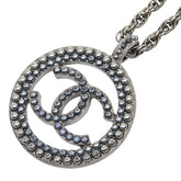 シャネル ココマーク ラウンド チェーン ペンダント ネックレス A17A刻印 ブラック メタル レディース CHANEL 【中古】