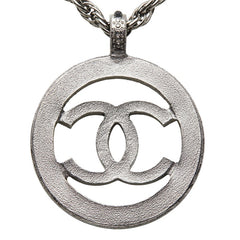 シャネル ココマーク ラウンド チェーン ペンダント ネックレス A17A刻印 ブラック メタル レディース CHANEL 【中古】