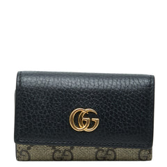 グッチ GGスプリーム GGマーモント キーケース 456118 ベージュ ブラック PVC レザー レディース GUCCI 【中古】