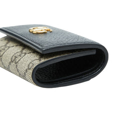 グッチ GGスプリーム GGマーモント キーケース 456118 ベージュ ブラック PVC レザー レディース GUCCI 【中古】