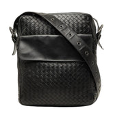 ボッテガヴェネタ イントレチャート 斜め掛け ショルダーバッグ ブラック レザー レディース BOTTEGAVENETA 【中古】
