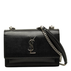 サンローラン カサンドラ サンセット YSLロゴ チェーン ショルダーバッグ 452157 ブラック シルバー レザー レディース SAINT LAURENT 【中古】